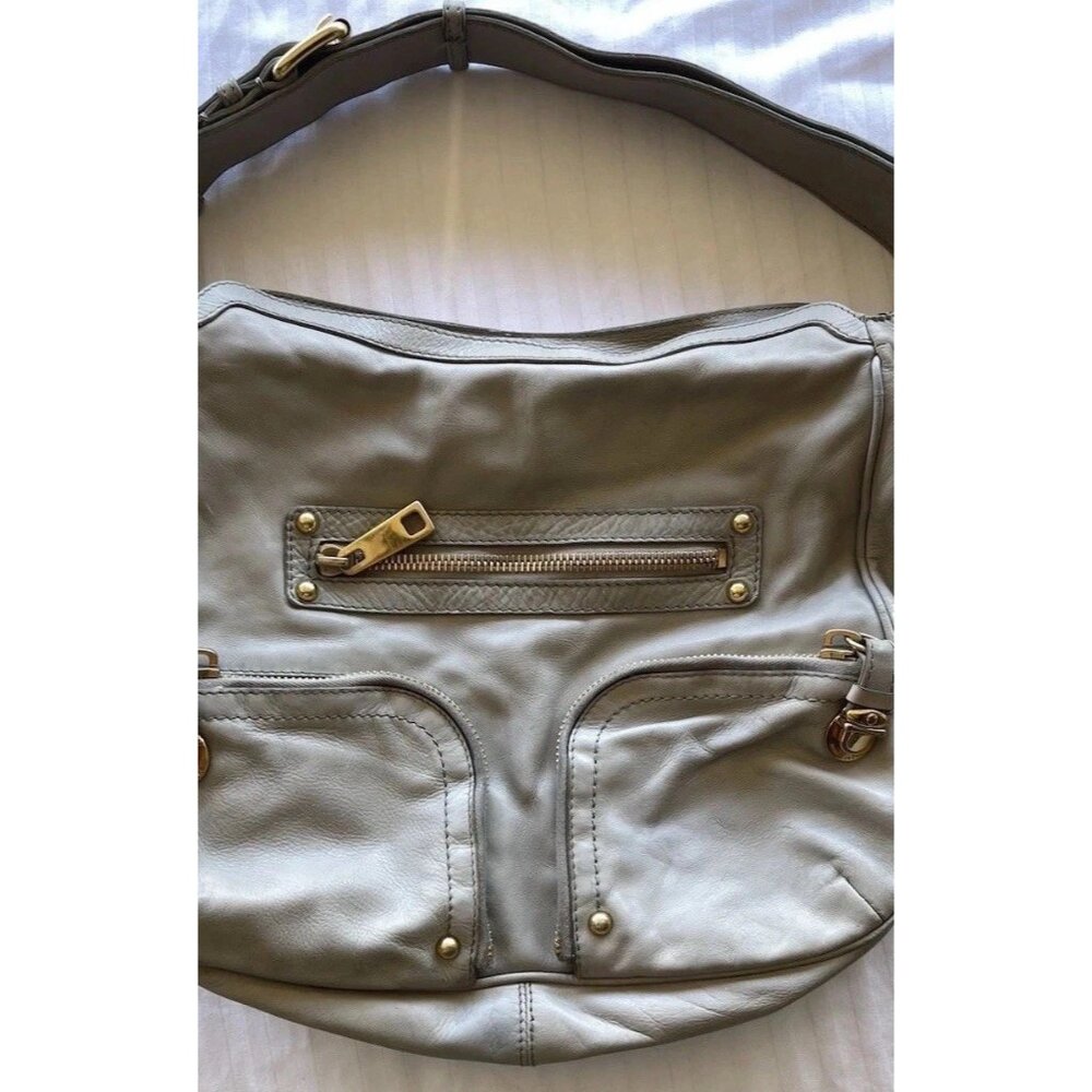 Vintage Marc Jacobs Christy Leather Gray Gold Handbag Iconic Shoulder Bag Purse